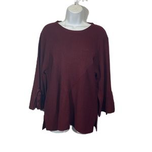 Michelle Nicole Wool Blend Sweater Burgundy‎ Tie Sleeve Pullover Size Medium